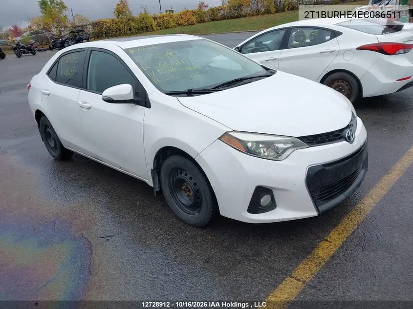 TOYOTA COROLLA 2014, VIN 2T1BURHE4EC086511