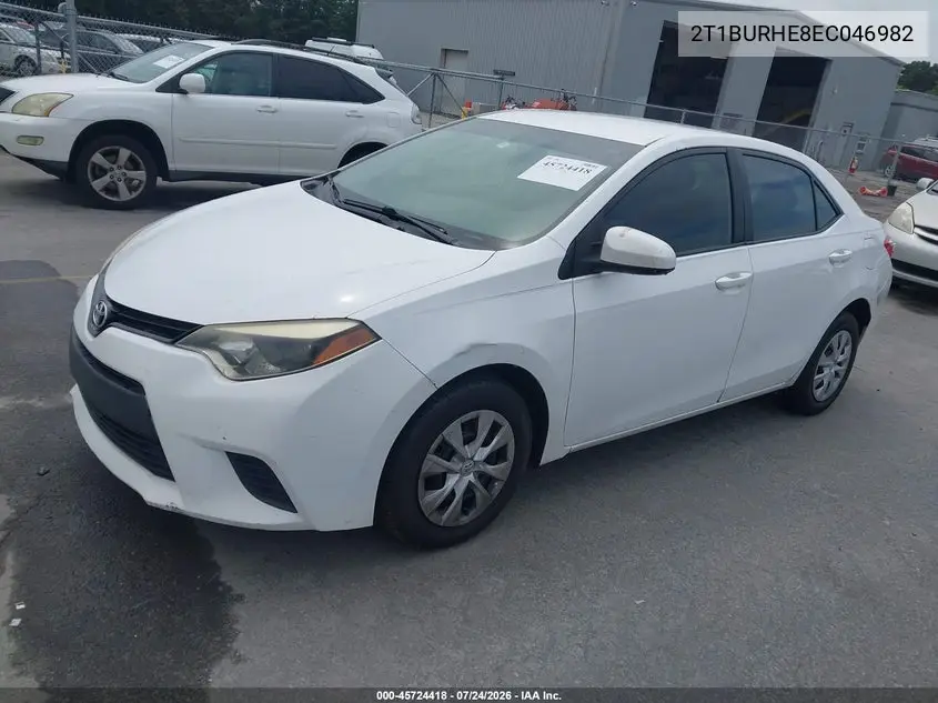 2014 TOYOTA COROLLA VIN 2T1BURHE8EC046982 — фото 2