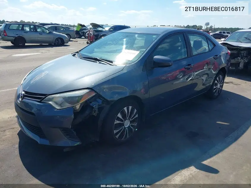 2014 TOYOTA COROLLA VIN 2T1BURHE8EC016817 — фото 2