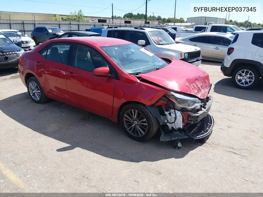 TOYOTA COROLLA 2014, VIN 5YFBURHEXEP037345