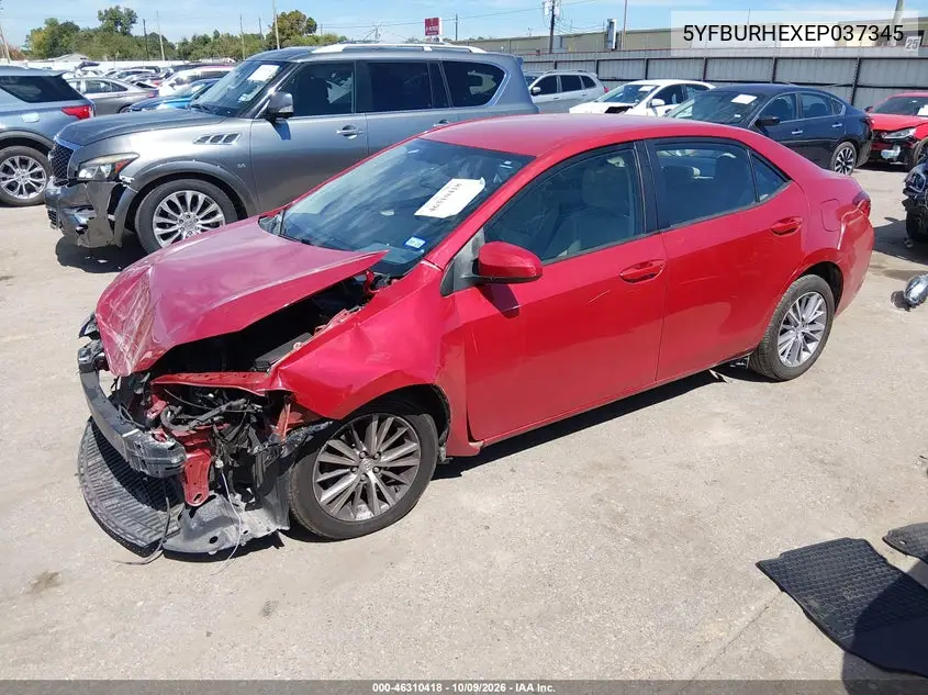 2014 TOYOTA COROLLA VIN 5YFBURHEXEP037345 — фото 2