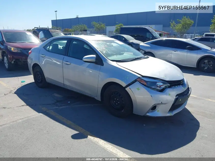 TOYOTA COROLLA 2014, VIN 5YFBURHE4EP155567