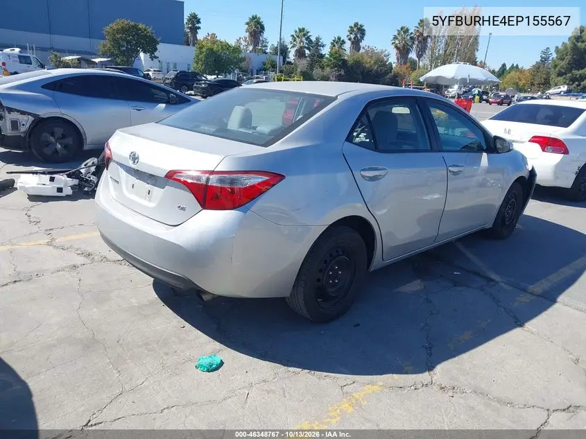 2014 TOYOTA COROLLA VIN 5YFBURHE4EP155567 — фото 4