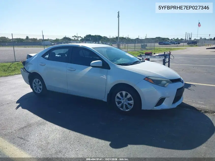 TOYOTA COROLLA 2014, VIN 5YFBPRHE7EP027346