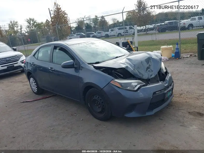 TOYOTA COROLLA 2014, VIN 2T1BURHE1EC220617