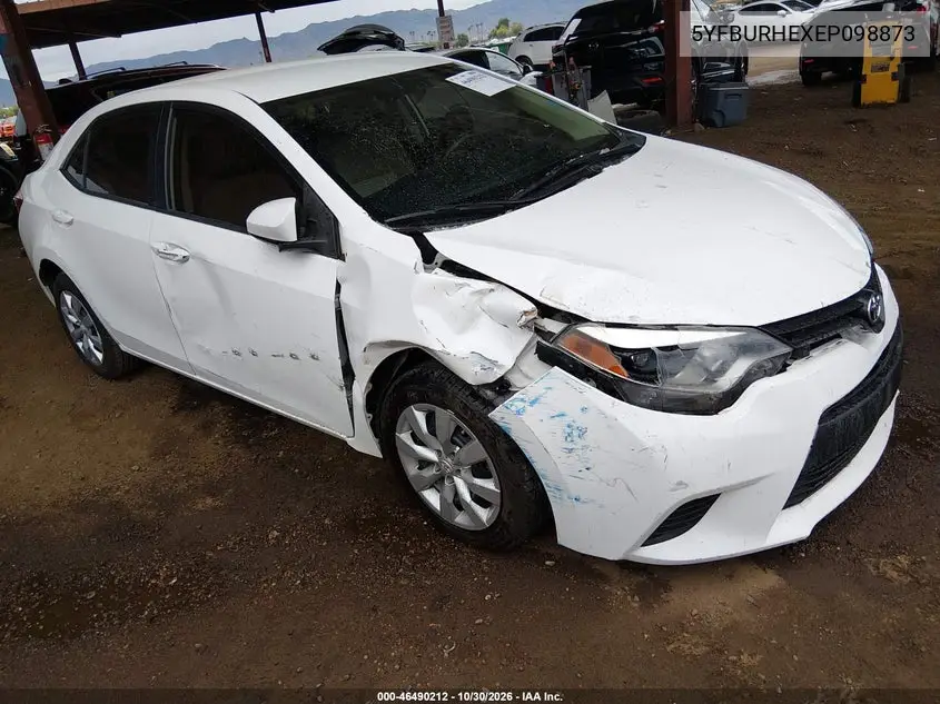 TOYOTA COROLLA 2014, VIN 5YFBURHEXEP098873