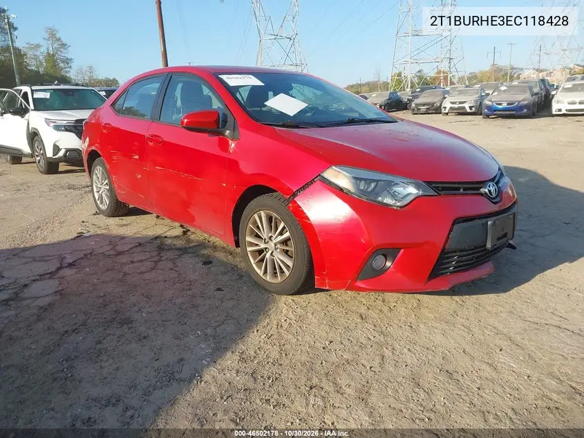 TOYOTA COROLLA 2014, VIN 2T1BURHE3EC118428