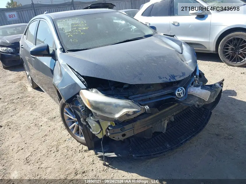TOYOTA COROLLA 2015, VIN 2T1BURHE4FC343698