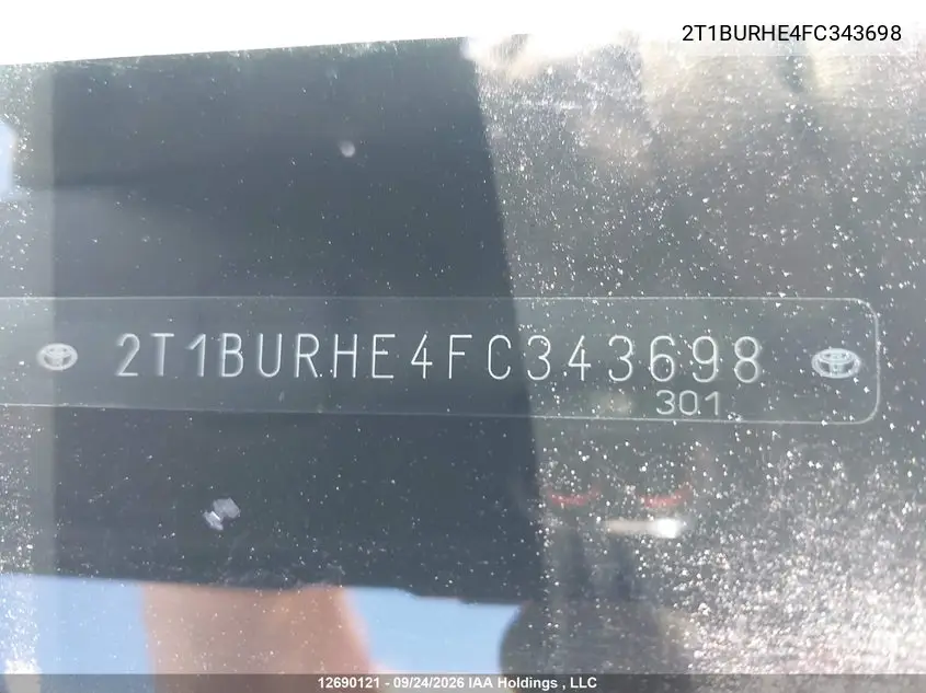 2015 TOYOTA COROLLA VIN 2T1BURHE4FC343698 — фото 18
