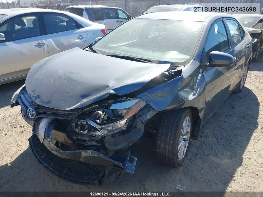 2015 TOYOTA COROLLA VIN 2T1BURHE4FC343698 — фото 2