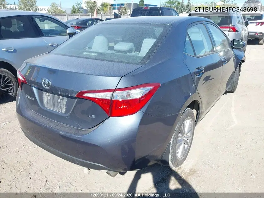 2015 TOYOTA COROLLA VIN 2T1BURHE4FC343698 — фото 4