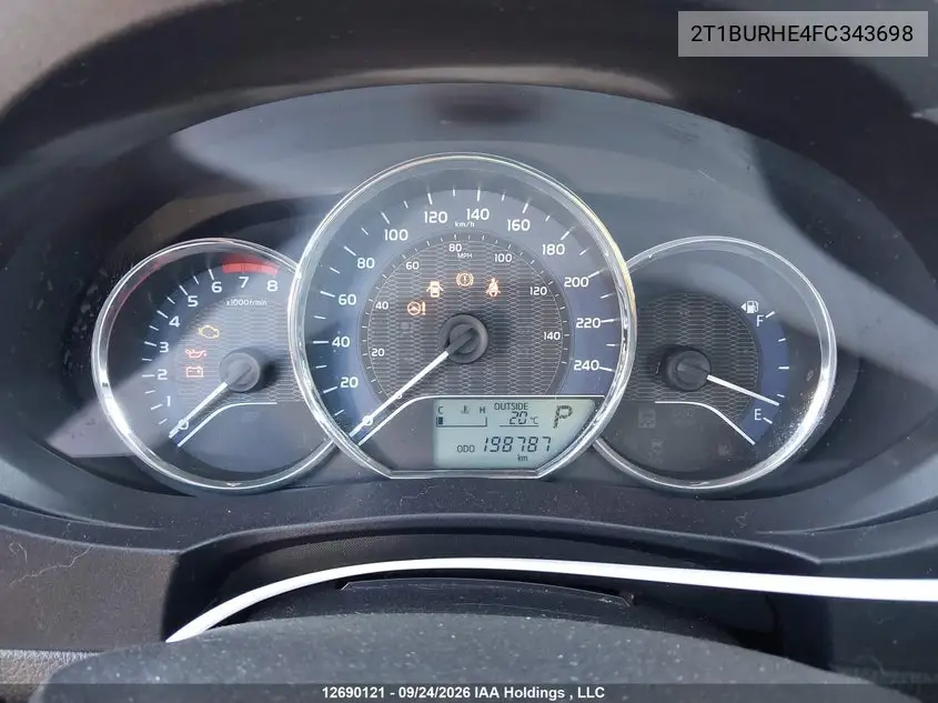 2015 TOYOTA COROLLA VIN 2T1BURHE4FC343698 — фото 7