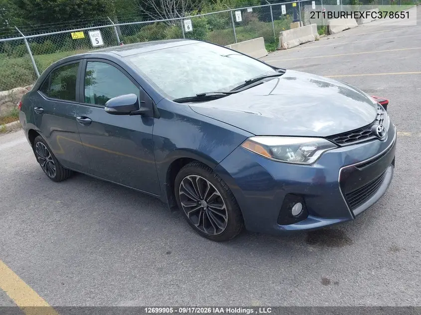 TOYOTA COROLLA 2015, VIN 2T1BURHEXFC378651