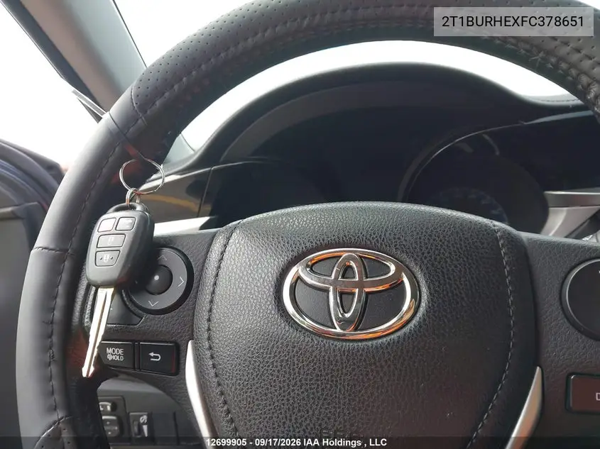 2015 TOYOTA COROLLA VIN 2T1BURHEXFC378651 — фото 11