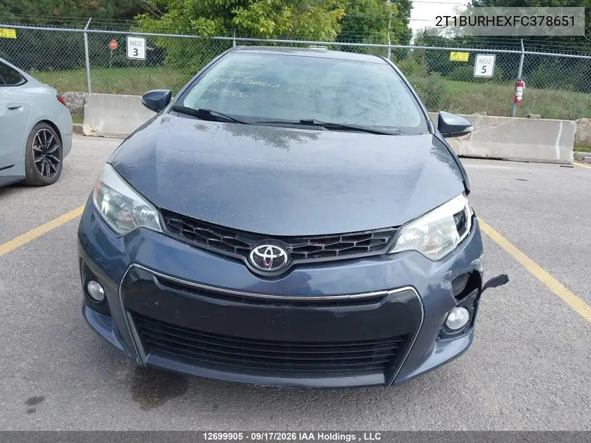 2015 TOYOTA COROLLA VIN 2T1BURHEXFC378651 — фото 12
