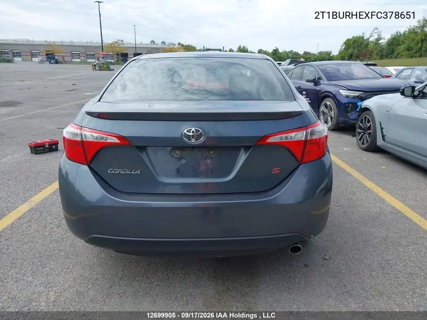 2015 TOYOTA COROLLA VIN 2T1BURHEXFC378651 — фото 16