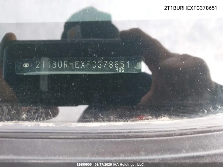 2015 TOYOTA COROLLA VIN 2T1BURHEXFC378651 — фото 19