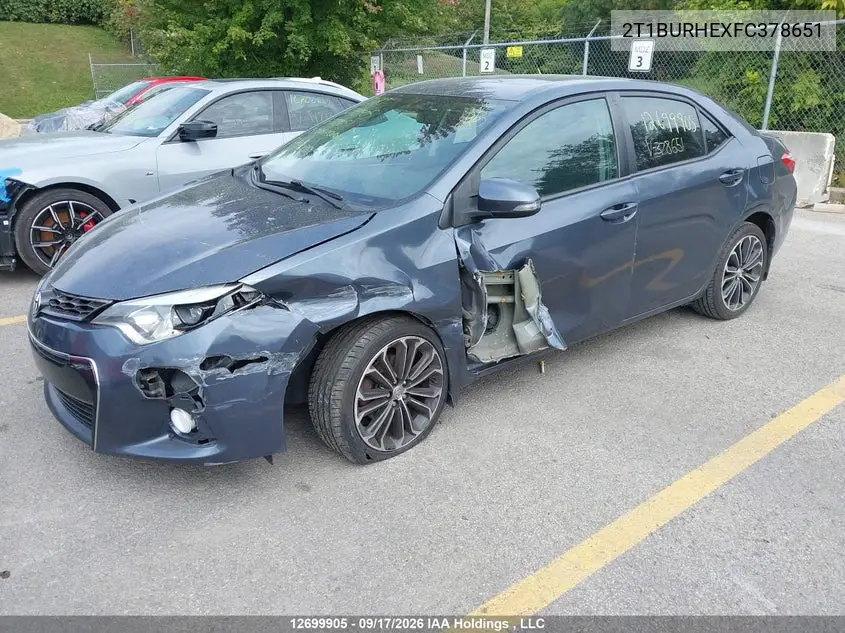 2015 TOYOTA COROLLA VIN 2T1BURHEXFC378651 — фото 2