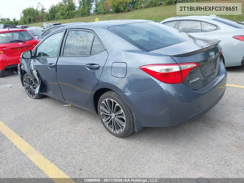 2015 TOYOTA COROLLA VIN 2T1BURHEXFC378651 — фото 3