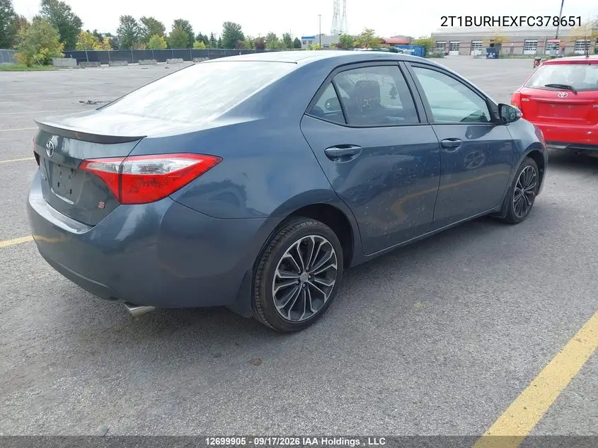 2015 TOYOTA COROLLA VIN 2T1BURHEXFC378651 — фото 4