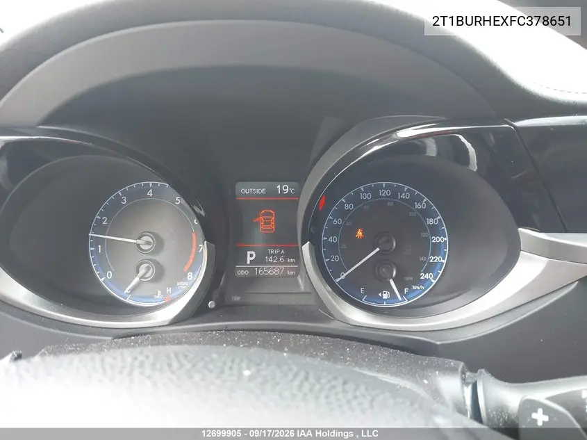 2015 TOYOTA COROLLA VIN 2T1BURHEXFC378651 — фото 7