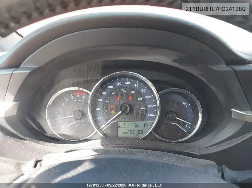 2015 TOYOTA COROLLA VIN 2T1BURHE7FC241280 — фото 7