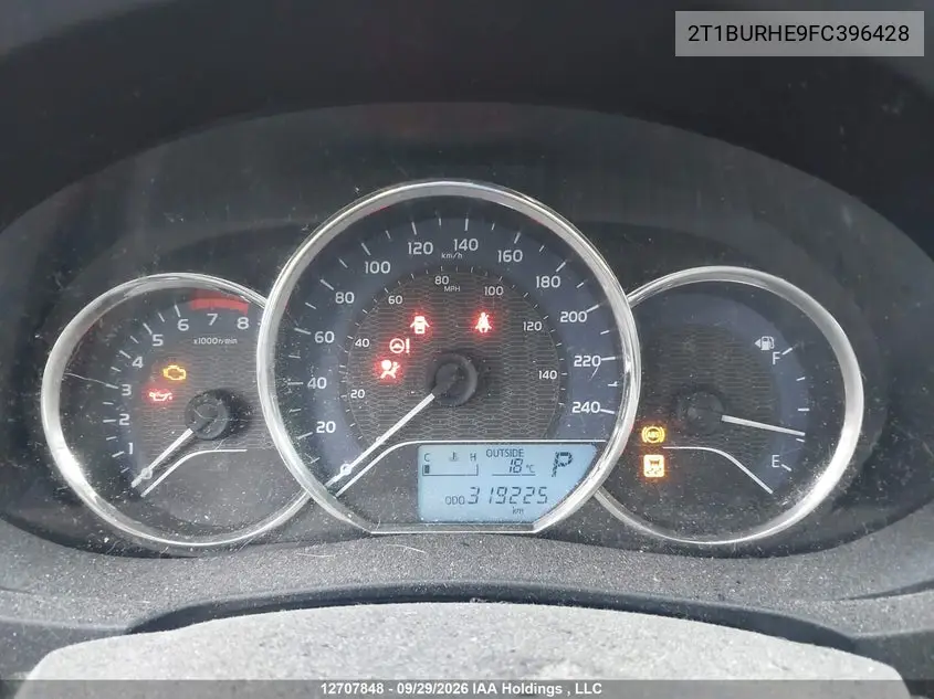 2015 TOYOTA COROLLA VIN 2T1BURHE9FC396428 — фото 7