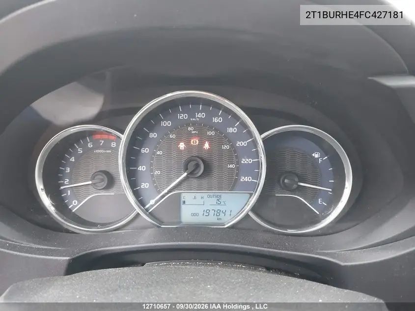 2015 TOYOTA COROLLA VIN 2T1BURHE4FC427181 — фото 7