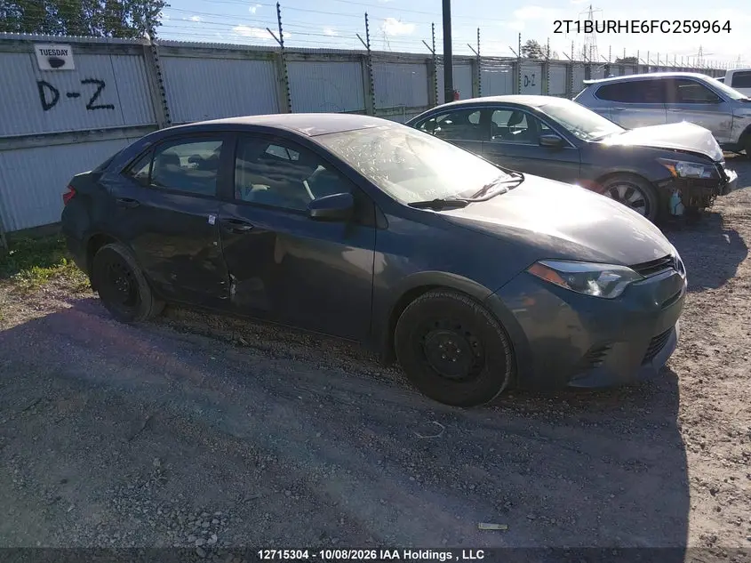 TOYOTA COROLLA 2015, VIN 2T1BURHE6FC259964