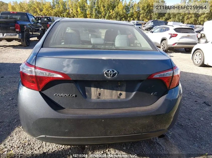 2015 TOYOTA COROLLA VIN 2T1BURHE6FC259964 — фото 16
