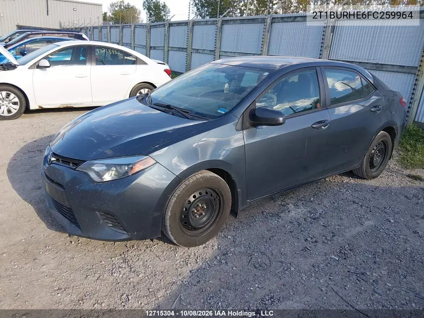 2015 TOYOTA COROLLA VIN 2T1BURHE6FC259964 — фото 2