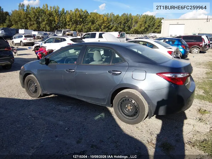 2015 TOYOTA COROLLA VIN 2T1BURHE6FC259964 — фото 3