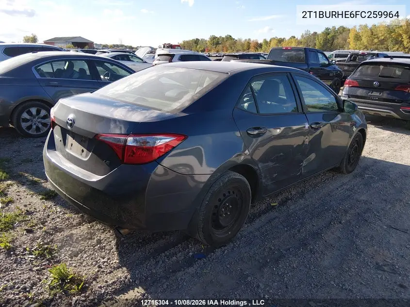 2015 TOYOTA COROLLA VIN 2T1BURHE6FC259964 — фото 4