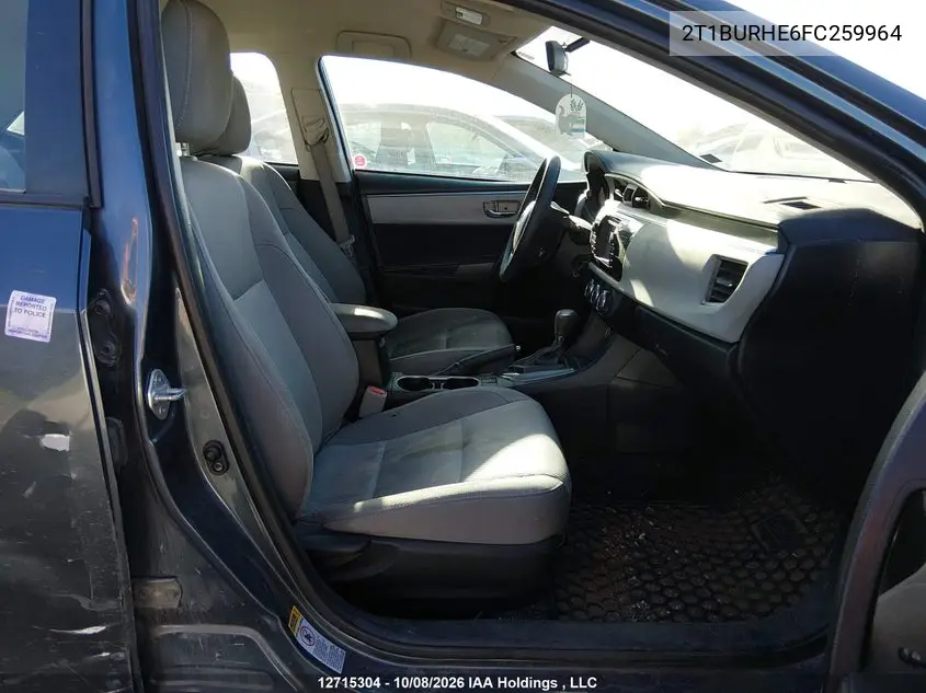 2015 TOYOTA COROLLA VIN 2T1BURHE6FC259964 — фото 5
