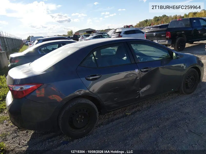 2015 TOYOTA COROLLA VIN 2T1BURHE6FC259964 — фото 6