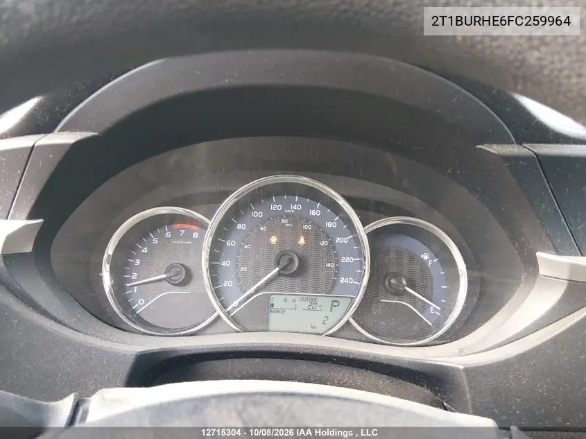 2015 TOYOTA COROLLA VIN 2T1BURHE6FC259964 — фото 7