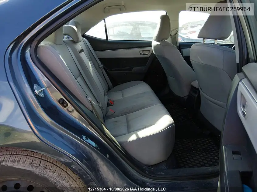 2015 TOYOTA COROLLA VIN 2T1BURHE6FC259964 — фото 8