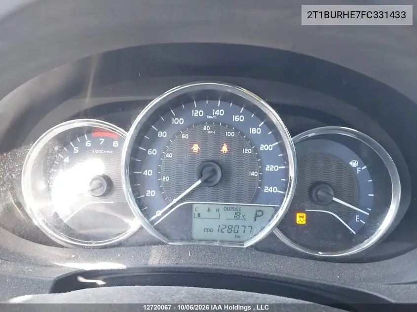 2015 TOYOTA COROLLA VIN 2T1BURHE7FC331433 — фото 7
