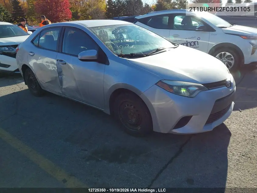 TOYOTA COROLLA 2015, VIN 2T1BURHE2FC351105