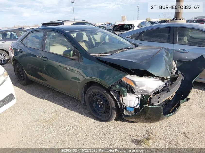 TOYOTA COROLLA 2015, VIN 2T1BURHE6FC332167