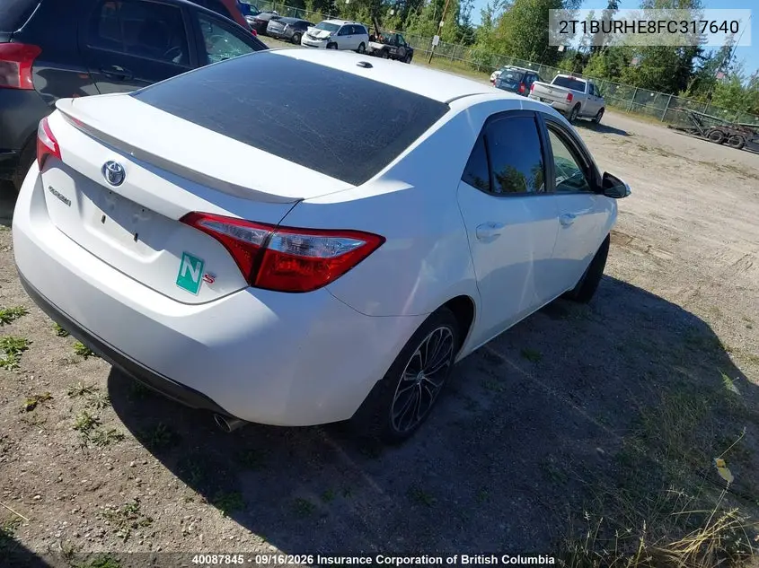 2015 TOYOTA COROLLA VIN 2T1BURHE8FC317640 — фото 4