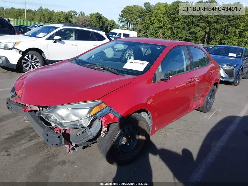 2015 TOYOTA COROLLA VIN 2T1BURHE4FC434017 — фото 2