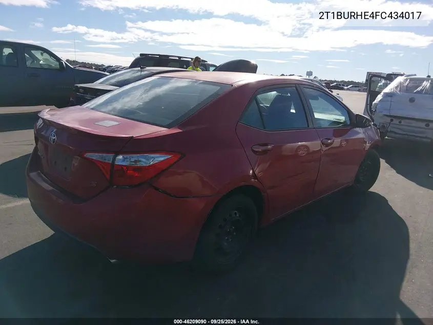 2015 TOYOTA COROLLA VIN 2T1BURHE4FC434017 — фото 4