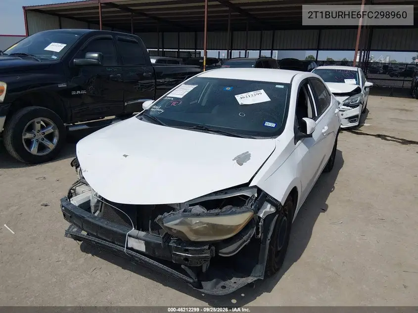 2015 TOYOTA COROLLA VIN 2T1BURHE6FC298960 — фото 2