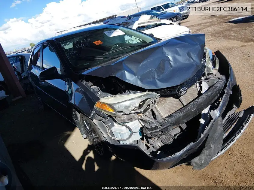 TOYOTA COROLLA 2015, VIN 2T1BURHE2FC386114