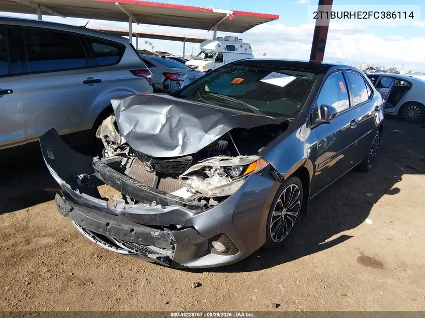 2015 TOYOTA COROLLA VIN 2T1BURHE2FC386114 — фото 2