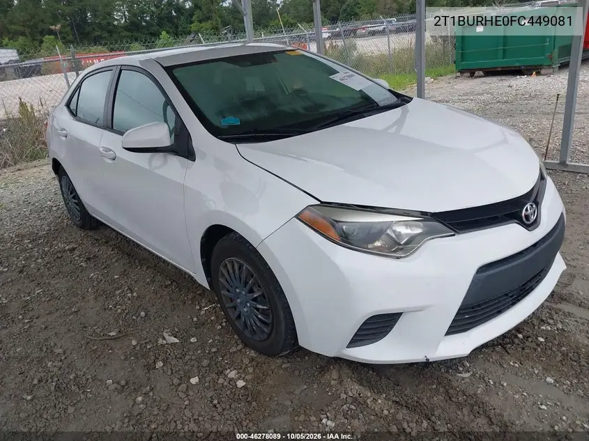 TOYOTA COROLLA 2015, VIN 2T1BURHE0FC449081