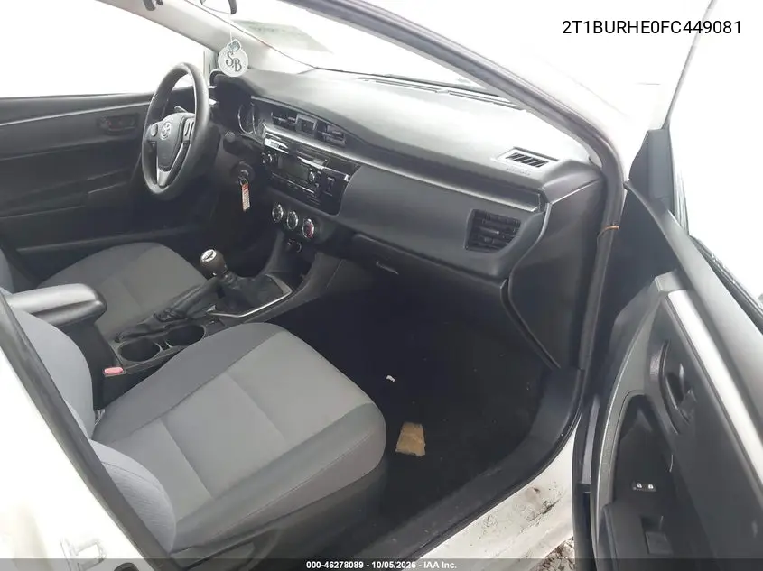 2015 TOYOTA COROLLA VIN 2T1BURHE0FC449081 — фото 5