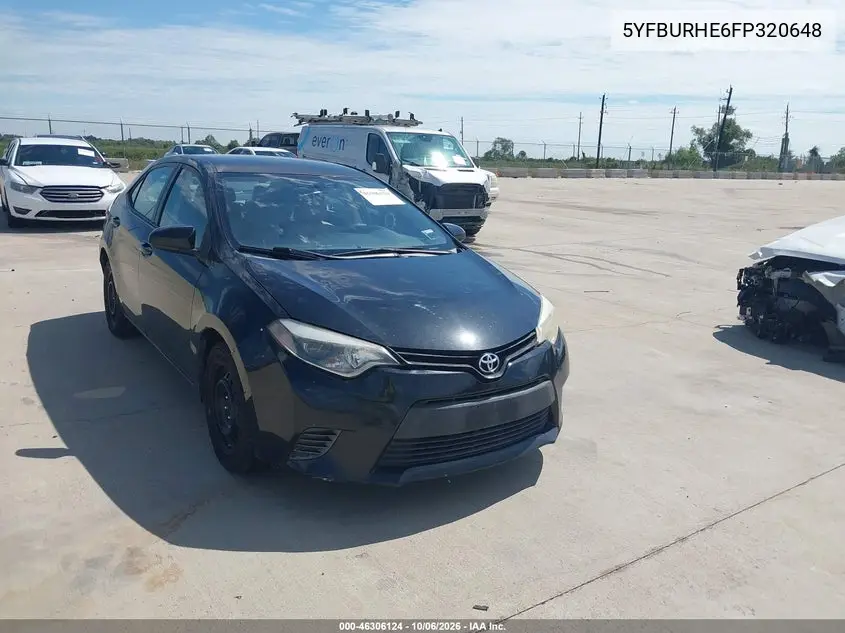 TOYOTA COROLLA 2015, VIN 5YFBURHE6FP320648
