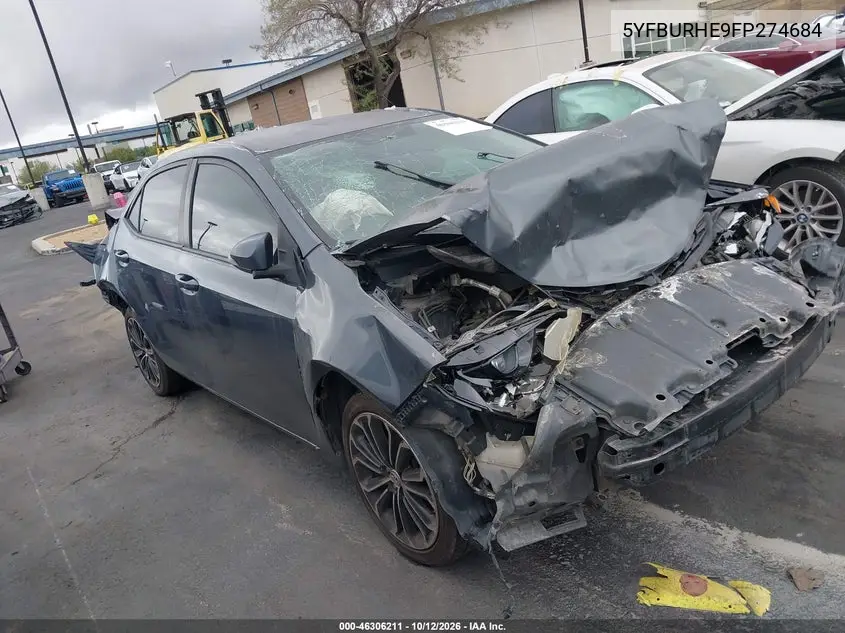 TOYOTA COROLLA 2015, VIN 5YFBURHE9FP274684